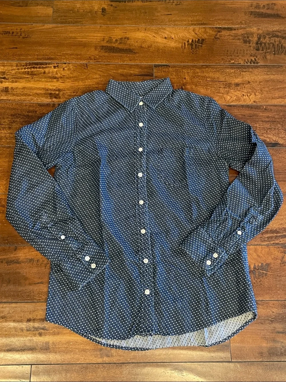 J. Crew Navy and White Button-Down Shirt